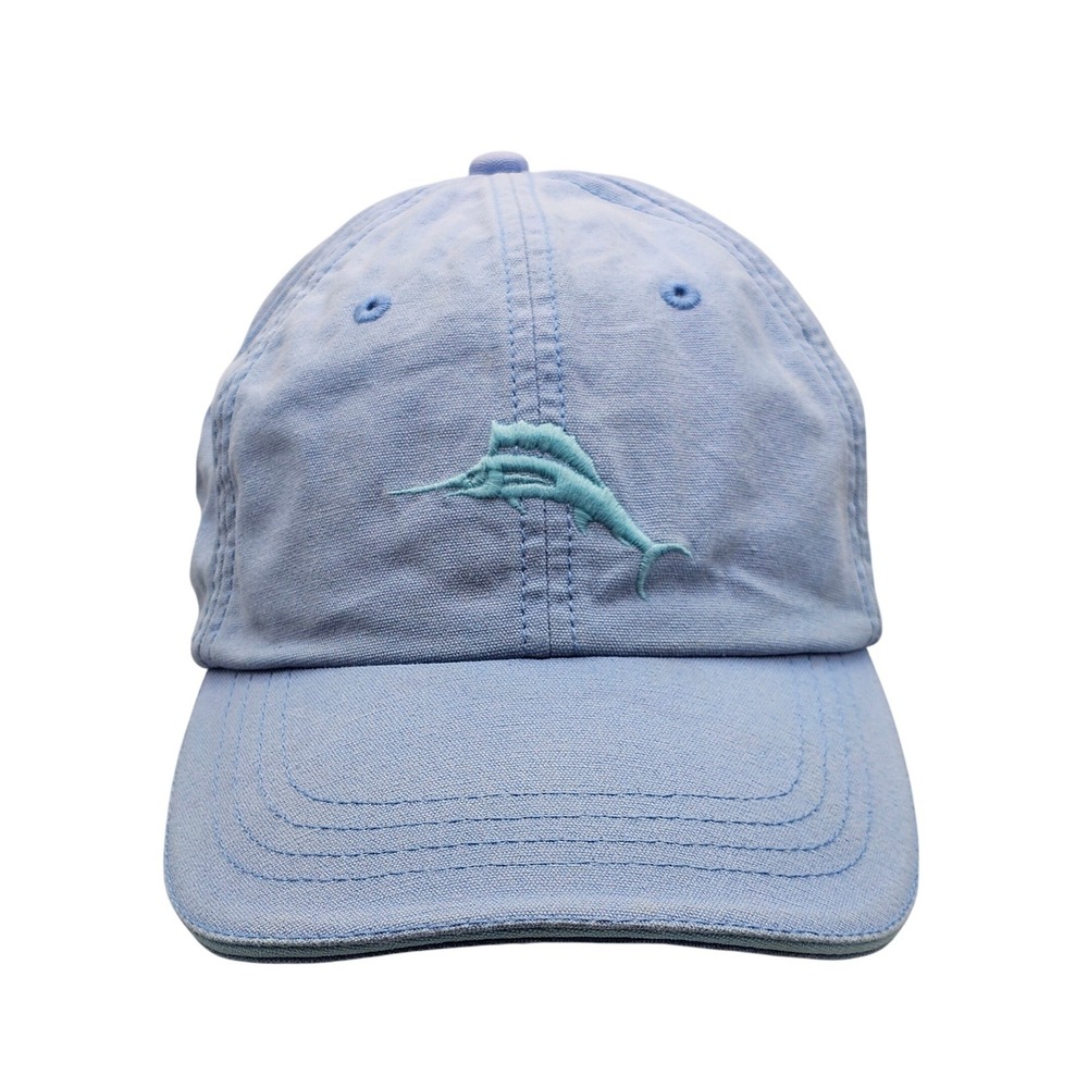 Tommy Bahama Hat Periwinkle Blue Marlin Cotton Cap Inside Mai Tai Recipe Gingham